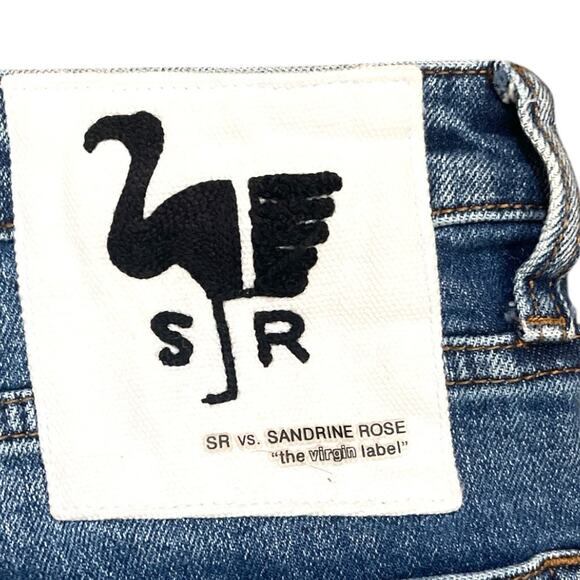 Sandrine Rose x Free People Super Flare Jeans Indigo Size 27 Distressed - Picture 11 of 16